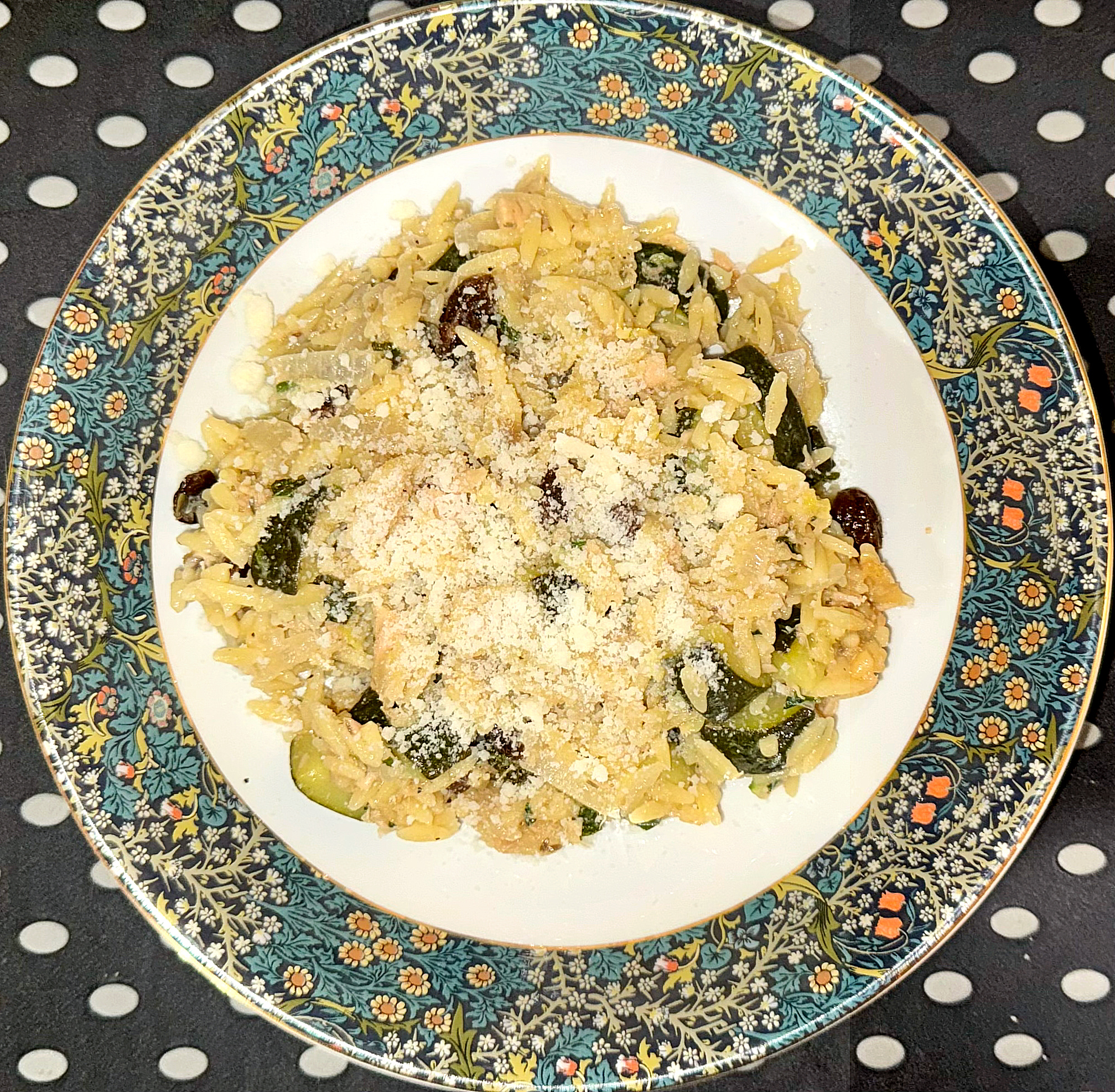 Mediterranean Zucchini, Tuna, and Orzo Skillet