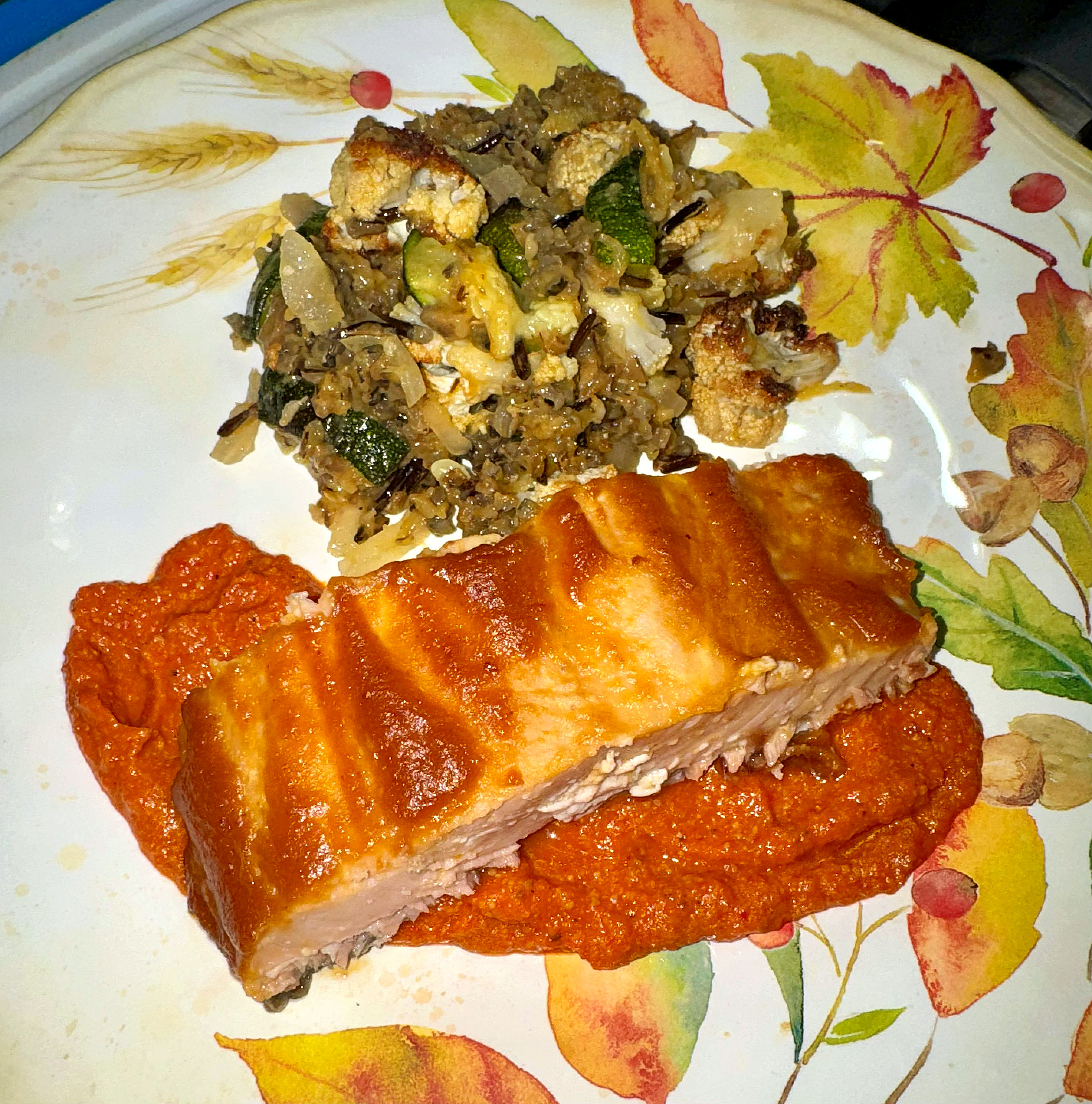 Roasted Salmon with Pumpkin–Miso Maple Glaze
